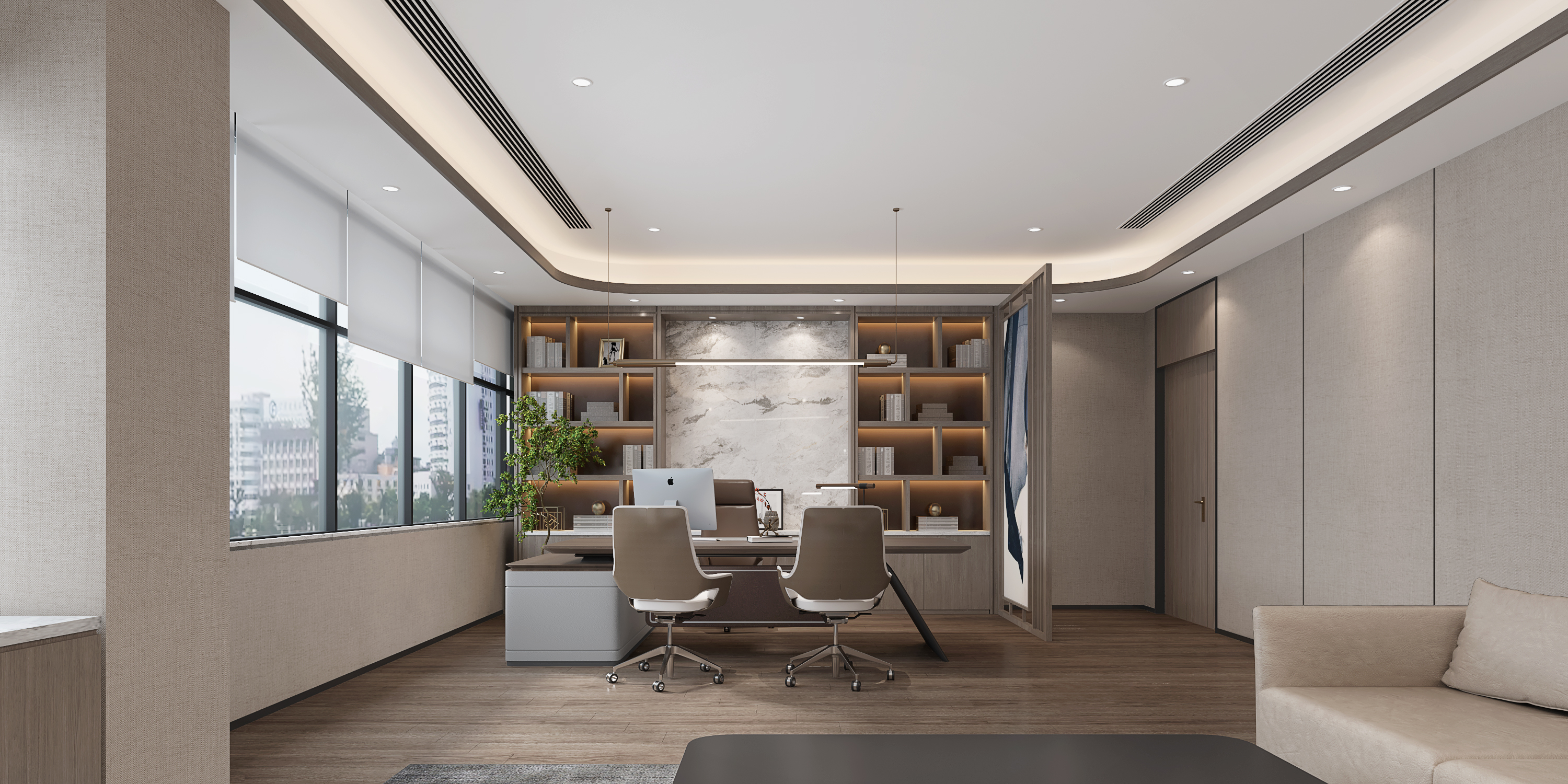 辦公室如何裝修-現(xiàn)代簡(jiǎn)約大氣辦公室效果圖